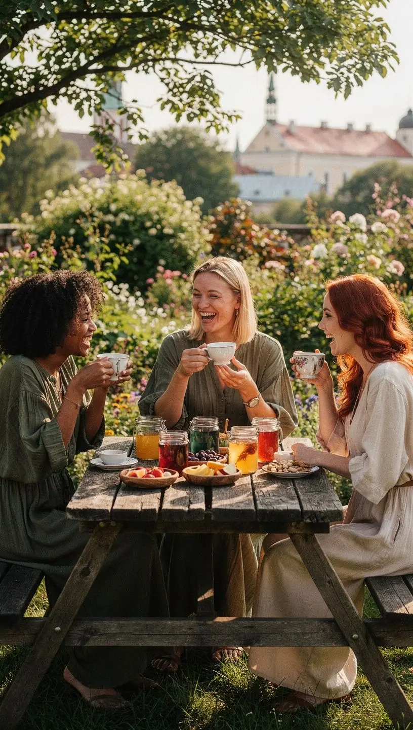 Rami kambario erdvė su arbatos rinkiniu, užuominomis į atsipalaidavimą ir subalansuotą gyvenimo būdą.